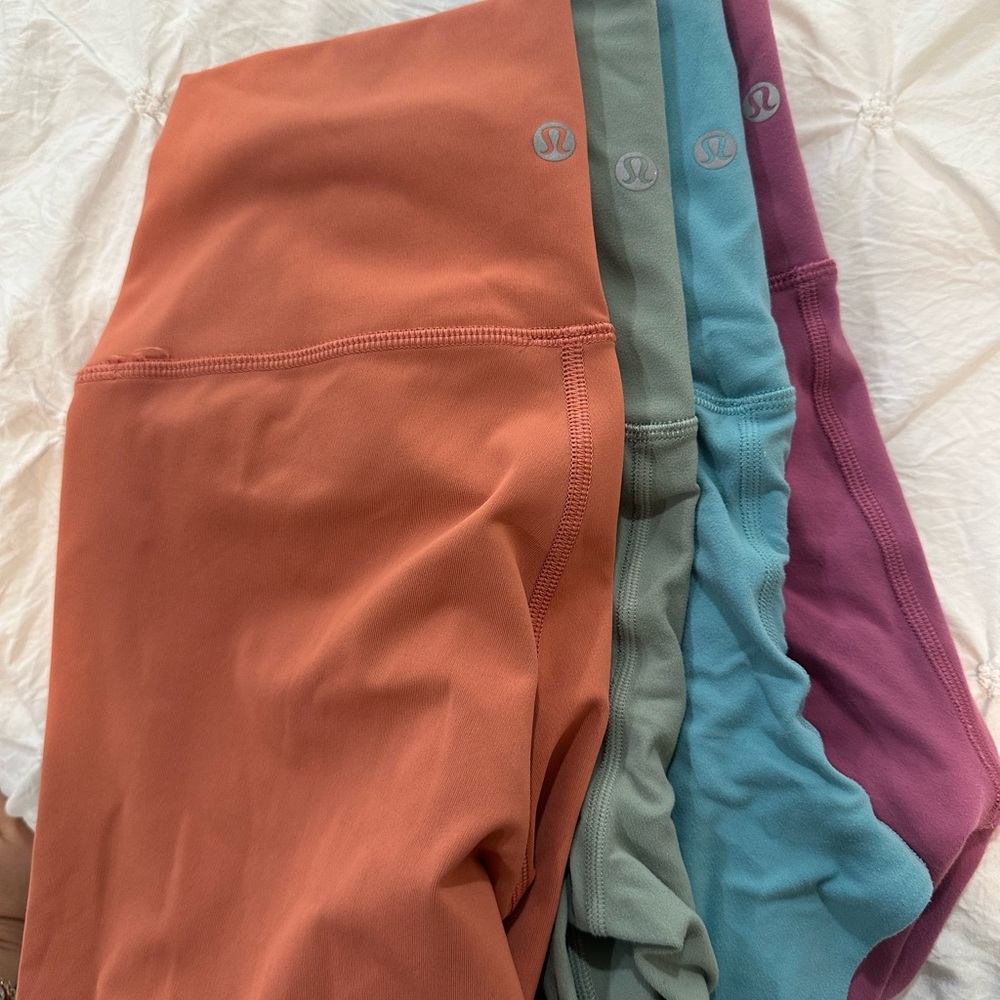 lululemon athletica Orange and Green Leggings High Waist Performance